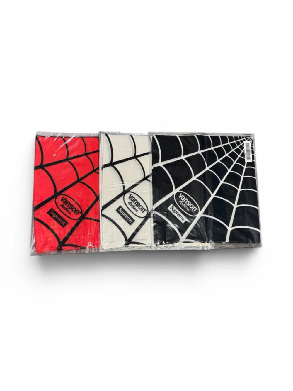 Supreme X Vanson Leathers X Spider-Man Bandana Black White Red Set Of 3 Bundle